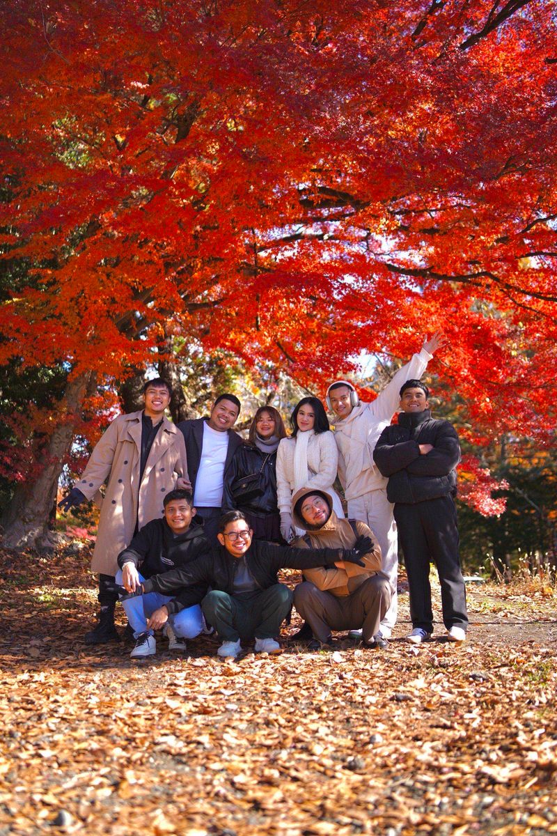 Travelers on the road in Japan